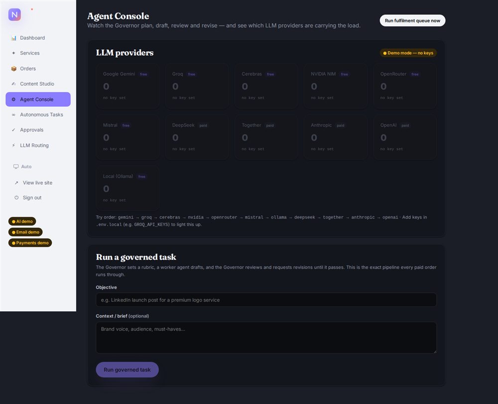 Agent console with governed task runner