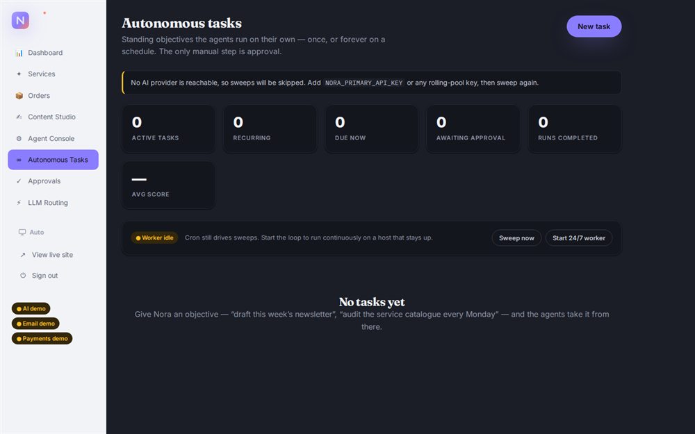 Autonomous tasks page